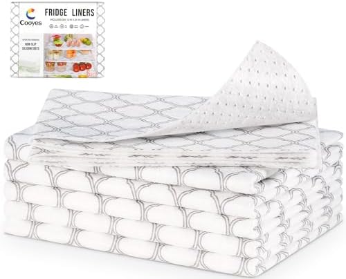 Cooyes Non Slip Refrigerator Liners, 2 in 1 Absorbent Fridge Liners and Fresh Mats Machine Washable, Refrigerator Shelf Paper for Glass Shelves Kitchen Cabinet Drawer by Cooyes