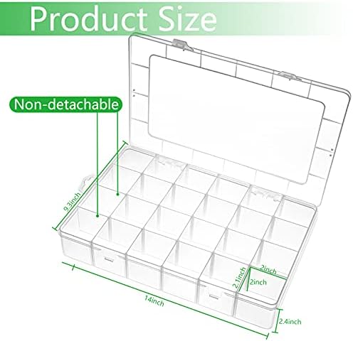 Gbivbe Large 24 Grids Plastic Organizer Box Adjustable Dividers,Clear Storage Box for Jewelry, Art DIY Crafts, Washi Tapes, Beads and Small Parts(3 Pack) - Image 3