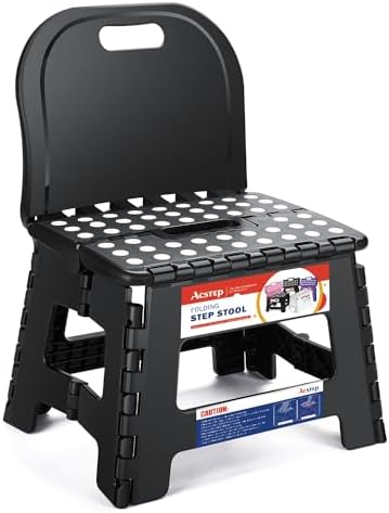ACSTEP Folding Kids Step Stool with Back Support for Kids,9" Plastic Kids Chair for Outdoor or Indoor Kitchen Step Stools and Bathroom Stool for Toddlers Boys Girls by ACSTEP