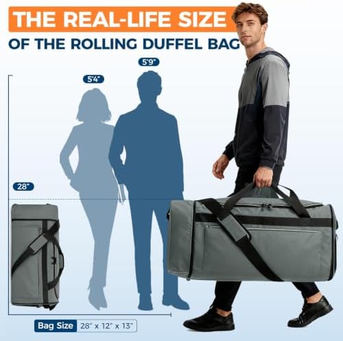 uarition 70L Foldable Rolling Duffle Bag with Wheels - Image 2