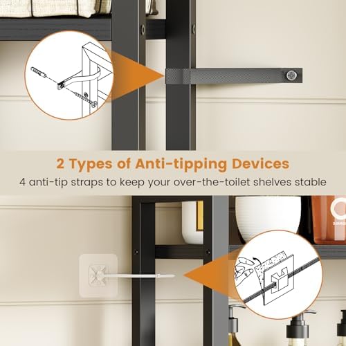 Asgolion Over-The-Toilet Storage Rack, 3-Tier Bathroom Shelves Over Toilet - Image 5