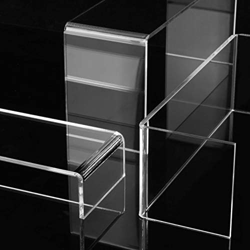 ANDGOO Large Acrylic Display Risers, 2 Sets(11.2”L-11.6”L-12”L) Clear Rectangular Showcase Collectibles Display Shelf, Retail Desktop Risers Display Stand for Organize and Decoration - Image 6