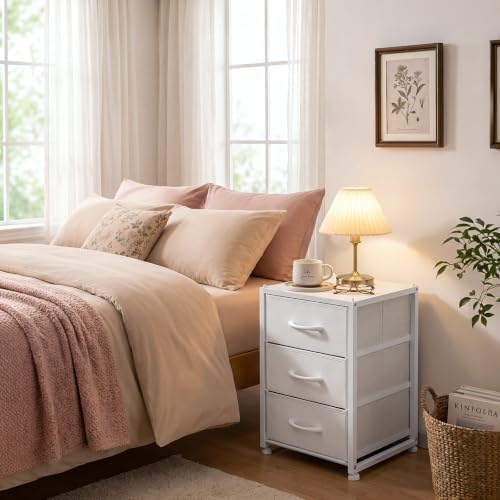 2-Pack Stackable 3-Tier Storage Drawers (6 Drawers Total), Small Dresser for Closet, Narrow Fabric Dresser with Wooden Top & Metal Frame, Freestanding Closet Organizer Tower for Bedroom, Living Room - Image 5