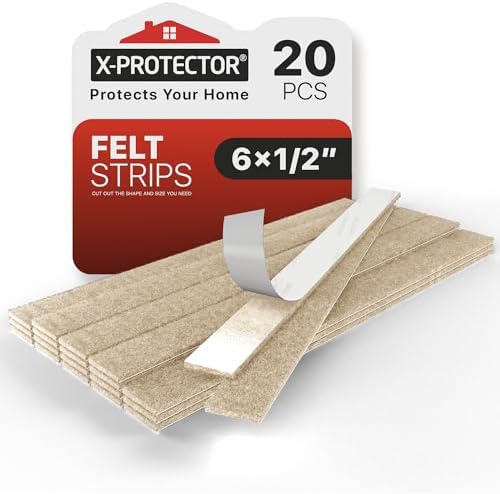 X-Protector Felt Furniture Pads - 20 PCS 6 x 1/2" - Premium Felt Strips by X-Protector