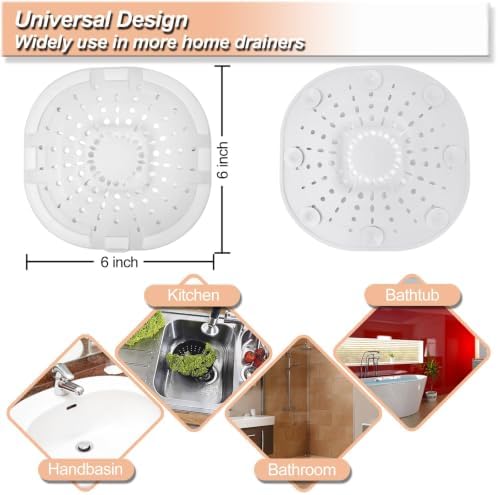 Hair Drain Catcher,Square Drain Cover for Shower Strong Adhesion Silicone Hair Stopper with Suction Cup,Easy to Install Suit for Bathroom,Bathtub,Kitchen 2 Pack (Cream White) - Image 4