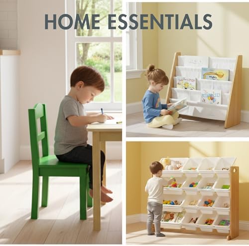 Humble Crew 3 in 1 Kids Bookshelf, Toy Organizer and Rolling Toy Box, Wood - Image 6