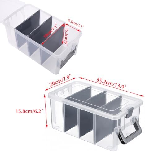 BTSKY Clear Plastic Dividing Storage Box with 4 Deep Compartment Sewing Box - Image 3