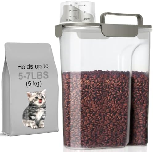 LEAWALK Cat Dog Pet Food Storage Container Up to 5-7Lbs BPA-free-Khaki by LEAWALK