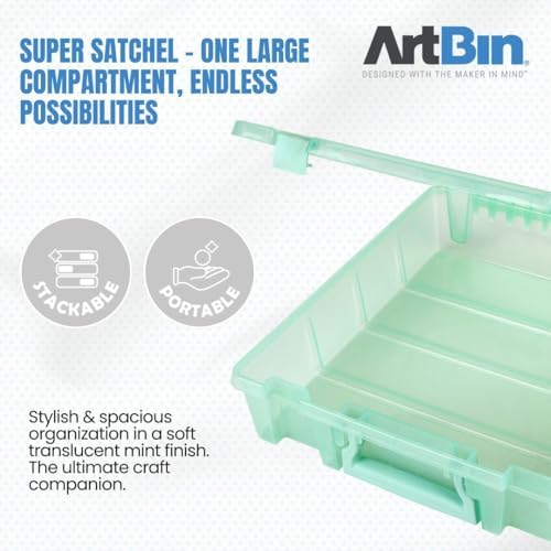 ArtBin Super Satchel Slim 1-Compartment Craft Box, Translucent Mint - Image 3