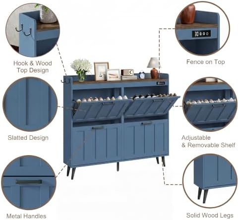 ChooChoo Shoe Storage Cabinet with 4 Flip Drawers and Deodorizer - Image 5