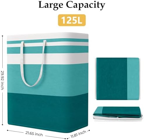 StorageRight Laundry Basket Hamper, 125L Collapsible Clothes Storage, Green - Image 2