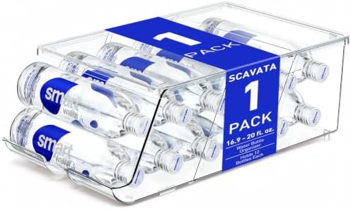 SCAVATA 1 Pack Water Bottle Organizer for Refrigerator, Stackable with Lid by Tidyyourlife