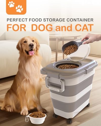 25-28Lbs Dog Food Storage Container Airtight,Collapsible Pet Food Storage - Image 2