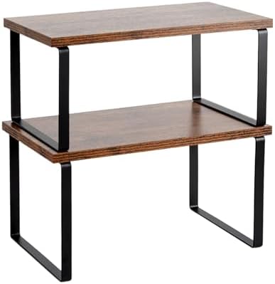 2 Pack Expandable Cabinet Shelf, Wood & Metal (Brown) by Unknown