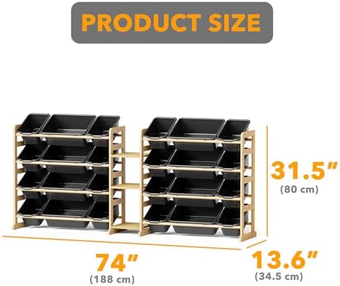 SpaceAid Large Toy Storage Organizer with 24 Bins and 3 Shelves, Toy Organizers Storage Bookshelf, Kids Bin Shelf Box Bookcase for Bedroom Playroom Organization Room Decor, True Black - Image 2