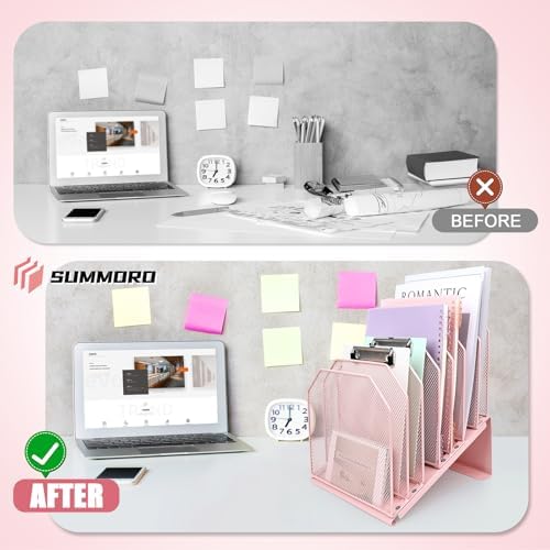 SUMMORO Inclined File Organizer for Desk, 7-Section Vertical File Holder - Image 4