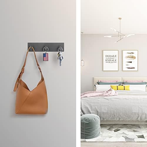 VIRFIN Key Holder for Wall with 2 Self-Adhesive Tapes, No Damage Key Holder Rack for Wall with 3 Key Hooks for Entryway, Door, Bathroom, Kitchen(Black) - Image 3