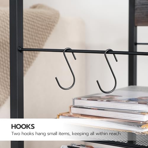 HOOBRO Industrial Printer Stand, 3-Tier Mobile Printer Table, Rolling Cart with Power Outlets and USB Ports, Home Printer Stand with 2 Hooks, for Office, Living Room, Black BB22UPS01 - Image 6
