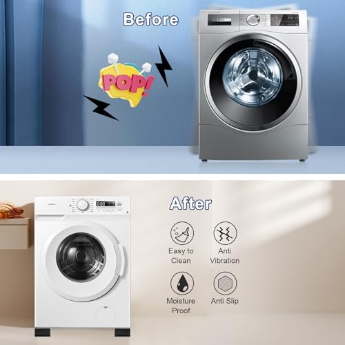 4Pcs Anti Vibration Pads for Washing Machine, Stops Washer Dryer Moving, Prevents Noise, Vibration Transfer, Antivibration Stabilizer Support Feet Mat Suitable for Most Furniture (Increase1.8in) - Image 3