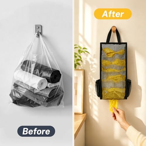 Plastic Bag Holder, Large Mesh Grocery Bag Holder for Plastic Bags (Black) - Image 6