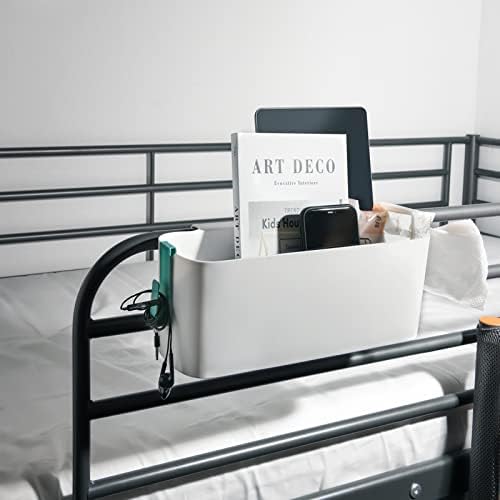 Yopay 2 Pack Bedside Caddy Organizer, Plastic Bunk Bed Shelf, Dorm Bedside Holder, Multi Storage Pocket Holder for Kids Loft Bed Rail Rv Bathroom College with Hook - Image 5