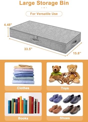 punemi 4.5 in Tall Low Profile Under Bed Storage Containers, 2 Pack, Grey - Image 5