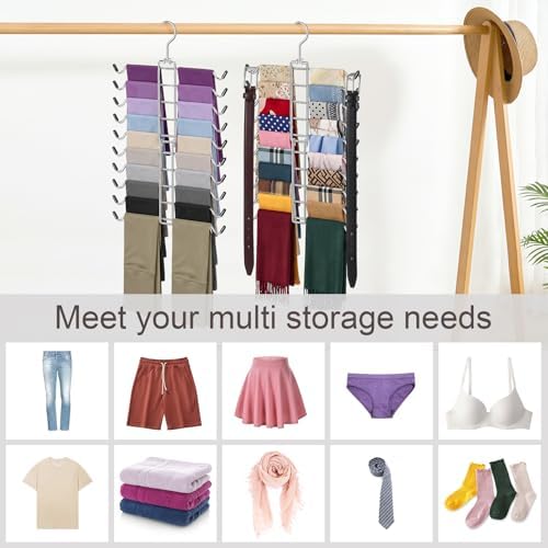 10 Tiers Scarf Organizer for Closet 360° Swivel Scarf Hanger Hijab Holder - Image 3