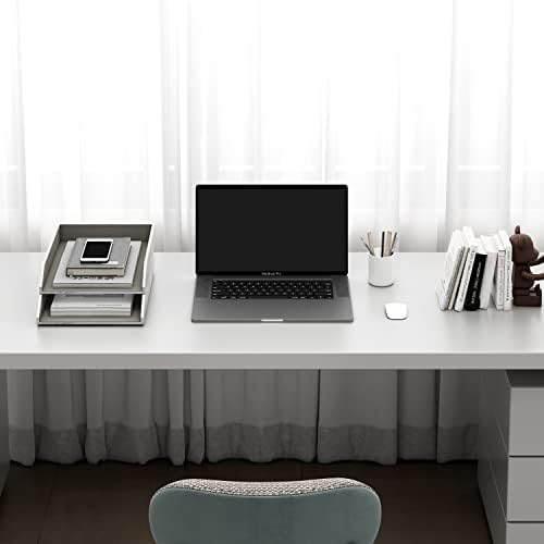 Leather Letter Tray, Thipoten Stackable Desk Organizer Holder for Office Supplies, Paper, File, Magazine, Perfect Office Organization for Desktop (White) - Image 3
