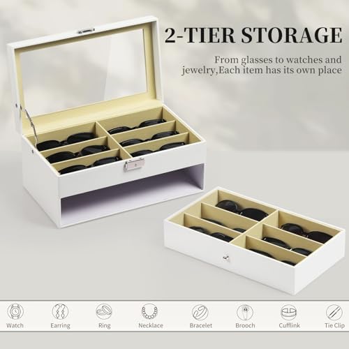 AUTOARK Leather 12 Piece Eyeglasses Storage Display Case,White,AW-053 - Image 6