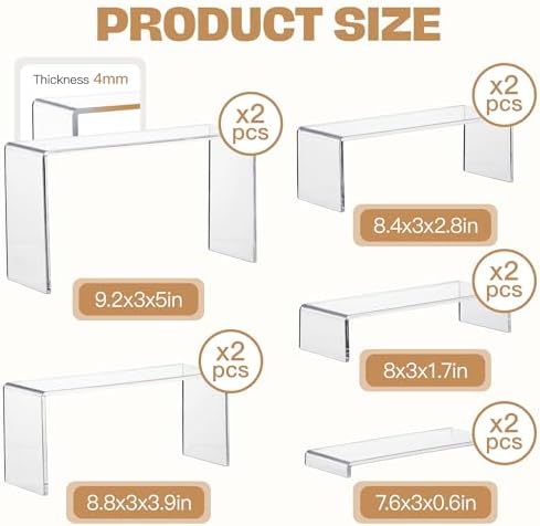 Goabroa Display Risers, Display Shelves, Riser for Decor, 10 Pcs(7~8 ~9" L) - Image 3