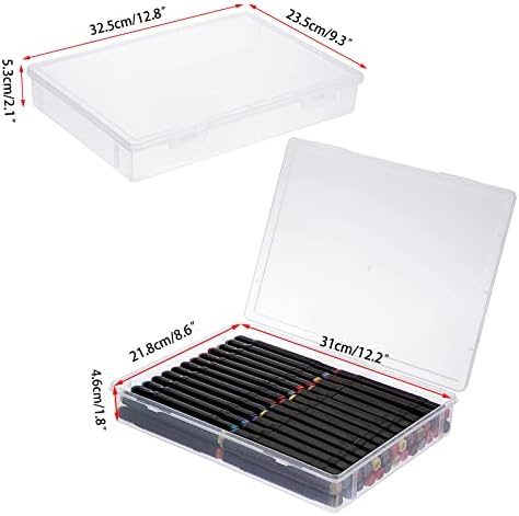 BTSKY Clear Plastic Storage Box with Flap Lid, Multipurpose Craft Organizers and Storage Box Art Supply Storage Organizer Plastic Sewing Box for Pencils Markers Notebooks A4 Files, 2 Pack Large - Image 4