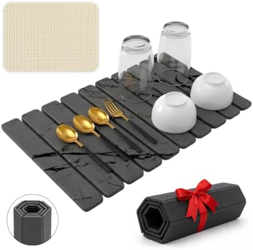 Large Stone Drying Mat for Kitchen Counter | Foldable Kitchen Pad by Zokitcha