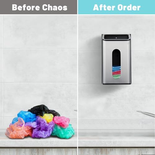 Sumnacon Grocery Bag Dispenser Wall Mount Stainless Steel Bag Dispenser - Image 5