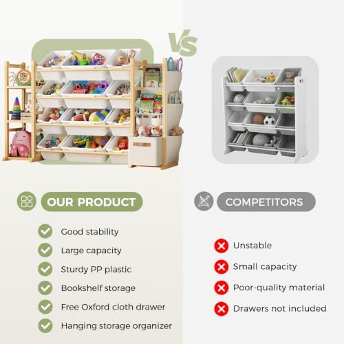 Toy Storage Organizer with 12 Bins and 3 Shelves, Kids Toy Organizer Shelf - Image 6