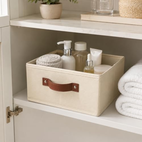 Pantry Storage Bin with Reinforced Sides & Faux Leather Handle - Image 4