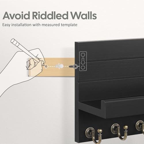 HONJIN Key Holder for Wall: Upgraded 7 Sturdy Key Hooks Easy Installation Mail Organizer Wall Mount Hanging Key Rack for Kitchen and Entryway Decor - Image 2