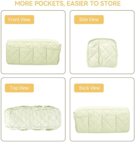 MEHIDFY Armchair Caddy, Waterproof Sofa Armrest Organizer, Non Slip Recliner Organizer, Remote Holder for Recline, Recliner Caddy with 14 Pockets Storage for TV Remote, Phone, Magazine (White) - Image 5
