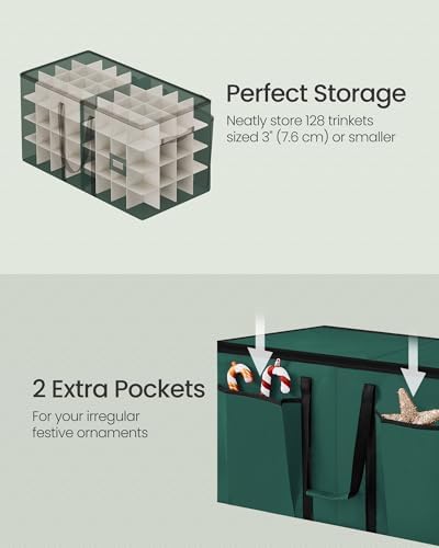 SONGMICS Christmas Ornament Storage Box, with 3 Inches 128 Slots - Image 3