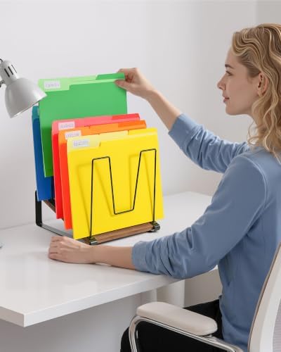 HULISEN 2 Pack Desk File Organizer, 5-Section Desktop File Folder Holder - Image 2