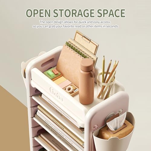 UNICOO 7-Tier Rolling Book Cart with Wheels, Mobile Bookshelf - Image 6