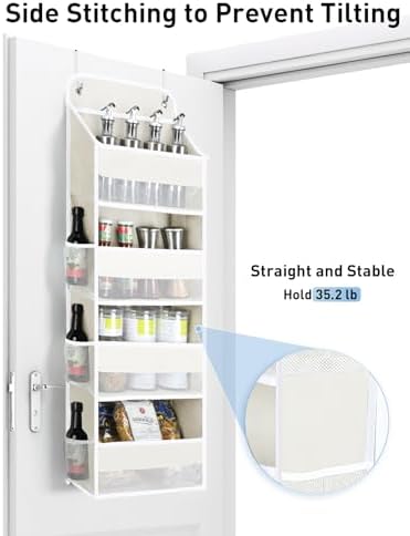 Yecaye Over the Door Organizer, 35.2lbs Load Toy Stuffed Animal Storage, Bathroom Organizers and Storage for Nursery Newborn Baby Essential Stuff Dorm Room Essentials, Cream White 4 Tier - Image 2