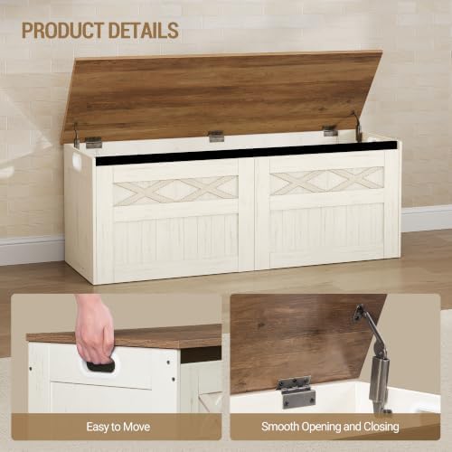 Hzuaneri 47 inches Farmhouse Storage Chest and Bench | 59 Gal | 330lb Seat - Image 4