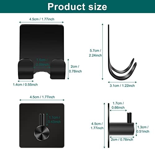 CGBE Shower Holders for Razors, 2 Pack Squeegee Holder and 2 Pack Razor Holder, Razors Holder for Shower Heavy Duty Waterproof Hook for Squeegee Loofah - Black - Image 3