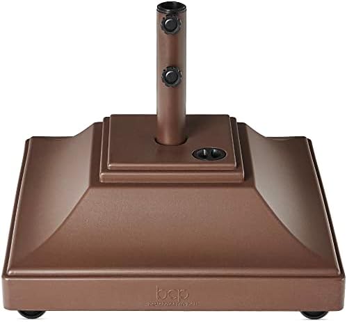 Best Choice Products Fillable Mobile Umbrella Base, Heavy Duty Base, Square Tiered Market Stand for Patio, Deck, Outdoor w/ 4 Wheels, 2 Locks, 2 Knobs, 120lb Capacity - Brown by BestChoiceProducts