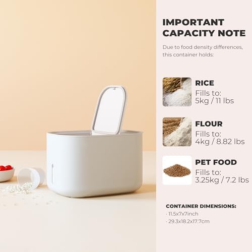 Zuutii Rice Storage Container,Food Container, Dry Food Storage, 7.2lbs Pet Food Dispenser, 11lbs Large Storage Bin with Lid,Silicone Ring & Moisture Proof, for Grain Cereal Soybean Corn, Dark Gray - Image 3