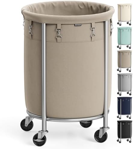 SONGMICS Laundry Basket with Wheels, 29 Gal., Steel Frame, Removable Bag by SONGMICSbySONGMICSHOME