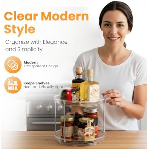Oizeir Clear Two Tier Lazy Susan Organizer 2-Pack - Image 6