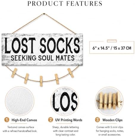Lost Socks Laundry Room Sign Farmhouse Wall Decor 6"x14.5" - Image 3