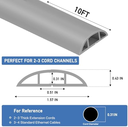 LSGCQ Floor Cord Cover Self Adhesive Cord Hider Floor Cable Management - Image 2