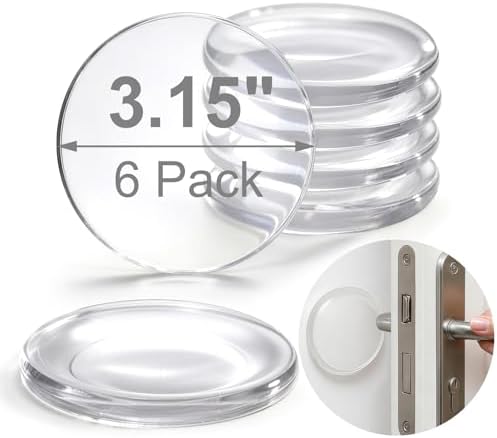 Clear Door Stoppers for Wall, 3.15" Self-Adhesive Door Knob Wall Protectors, 6 Pack Door Handle Stoppers, Door Bumpers to Prevent Scratches on Walls & Doors by Unknown